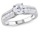 1.50 Carat (ctw) Lab-Created White Sapphire Engagement Ring in Sterling Silver